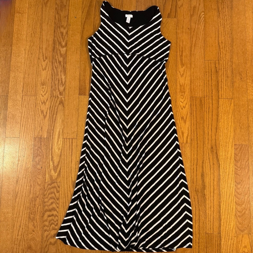 Chico's Black and White Sleeveless Maxi Dress Womens Size 2